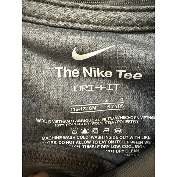 Nike Shirt Boys Large Dri-FIT Long Sleeve Athletic Neon Swoosh Youth 6-7 Years - Picture 3 of 4